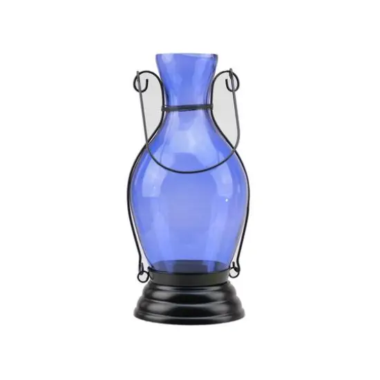 Transparent Blue Glass Bottle Tea Light Candle Lantern {1}