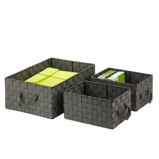 Honey Can Do Black & White Nesting Woven Baskets, 3 Pieces {3}