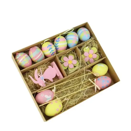 Set of 13 Multicolor Pastel Easter Egg, Flower & Bunny Spring Decorations {1}