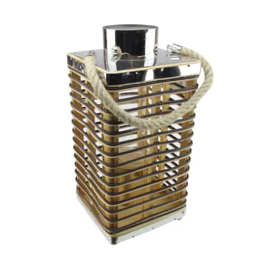 15.5" Rustic Chic Rectangular Rattan Candle Holder Lantern {1}