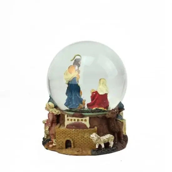 5.5" Nativity Scene Musical Snow Globe Glitterdome {1}