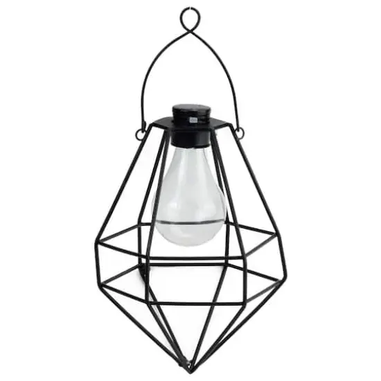 8.75" Black Diamond Solar Powered LED Patio Lantern {1}