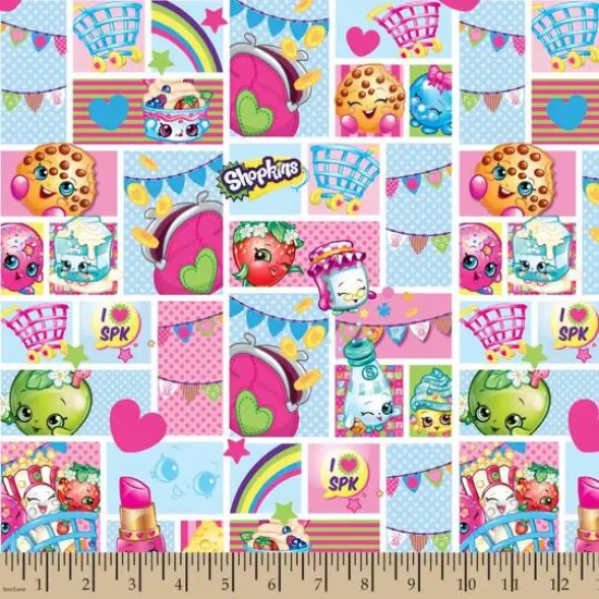 Shopkins Patch Party Tablecloth Vinyl Flannel Backed Fabric {1}