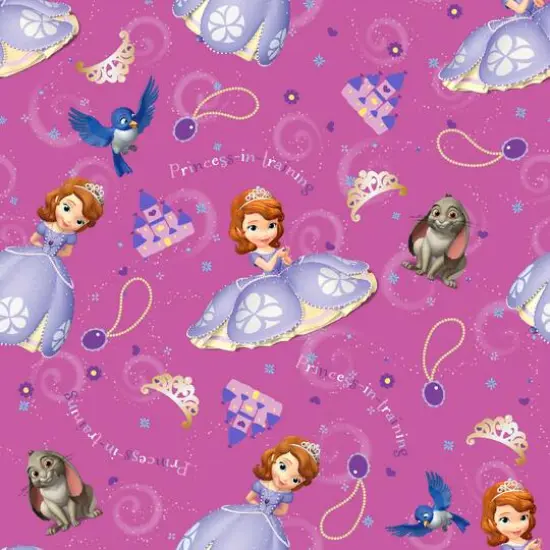 Disney&reg; Sofia & Friends Fuchsia Cotton Fabric {1}
