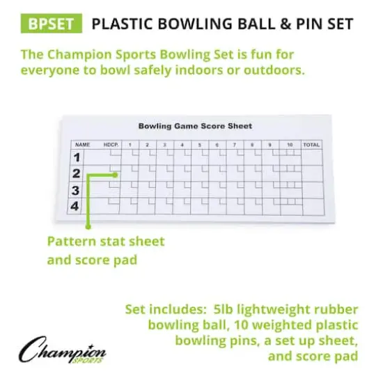 Champion Sports Plastic Bowling Ball & Pin Set {5}
