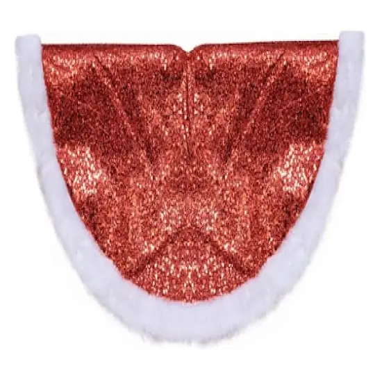20" Glittery Red & White Faux Fur Trim Mini Tree Skirt {1}
