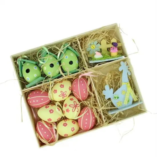 Set of 13 Multicolor Easter Egg, Birdhouse and Rooster Spring Decorations {1}