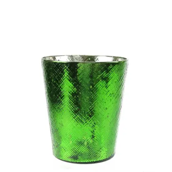 5.5" Green & Silver Mercury Glass Votive Candle Holder {1}