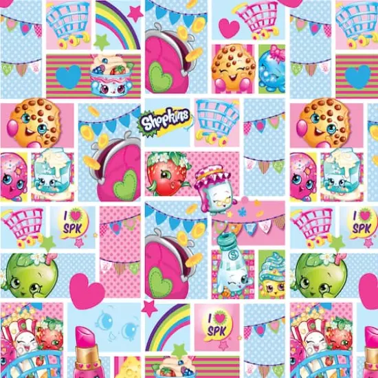 Shopkins Patch Party Tablecloth Vinyl Flannel Backed Fabric {3}