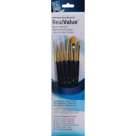 Princeton™ RealValue™ Golden Taklon Brush Set With #1 Script {1}
