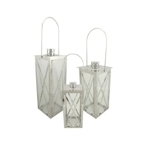 Silver Cottage Style Candle Holder Lantern Set, 8"-18" {1}