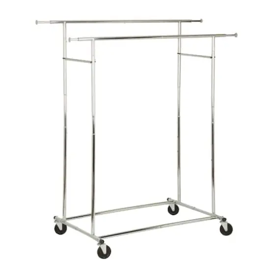 Honey Can Do 74.5" Chrome Collapsible Dual Bar Garment Rack {1}