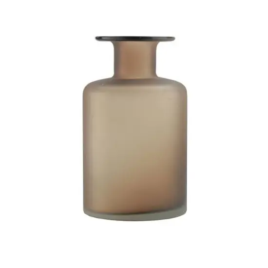 9.75" Glass Vase with Sandblasted Finish, Umber Brown {1}