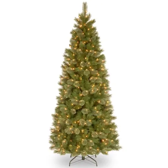 7.5 ft. Pre-Lit Tacoma Pine Slim Artificial Christmas Tree, Clear Lights {1}