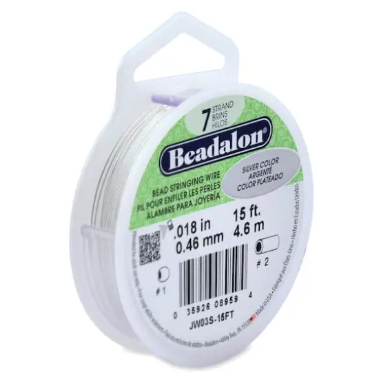 Beadalon&reg; 7 Strand Bead Stringing Wire, Silver, .018" x 15 ft. {1}