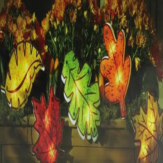 49" Autumn Yellow, Red, Green and Orange Leaves Window Silhouette Garland Decoration {4}