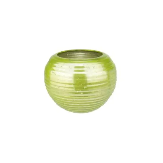 3.25" Green & Silver Ribbed Mercury Glass Votive Candle Holders, Set Of 4 {1}