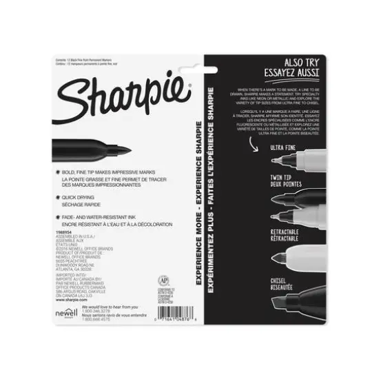 Sharpie&reg; Fine Point Permanent Markers, Black 12 Pack {6}