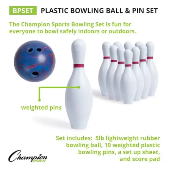 Champion Sports Plastic Bowling Ball & Pin Set {4}