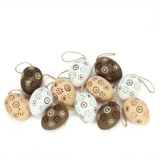 Natural Tone Floral Cut-Out Easter Egg Ornaments Set {1}