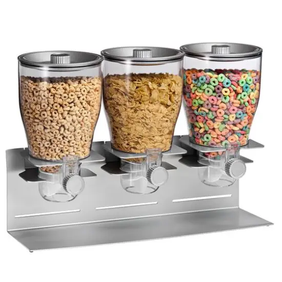 Honey Can Do Stainless Steel Triple Canister Dry Food Cereal Dispenser {3}