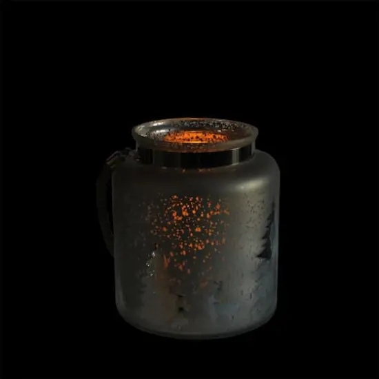 9.5" Reindeer & Tree Silhouette Pillar Candle Holder with Handle {5}