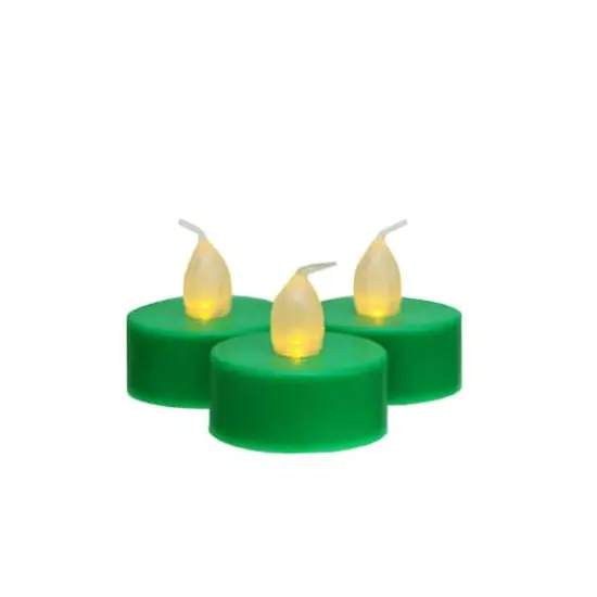 1.5" Amber & Green LED Flickering Tea Light Candle Set {1}