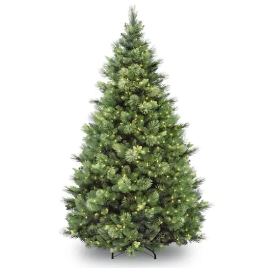 7 ft. Pre-Lit Carolina Pine Hinged Medium Artificial Christmas Tree, Clear Lights {1}