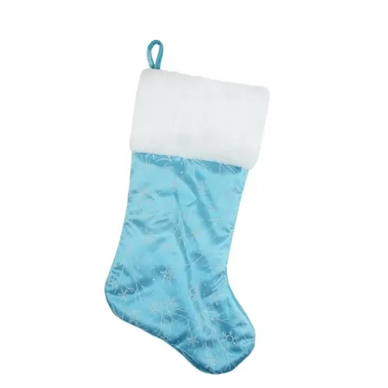 20.5" Glitter Snowflake Christmas Stocking, Blue {3}