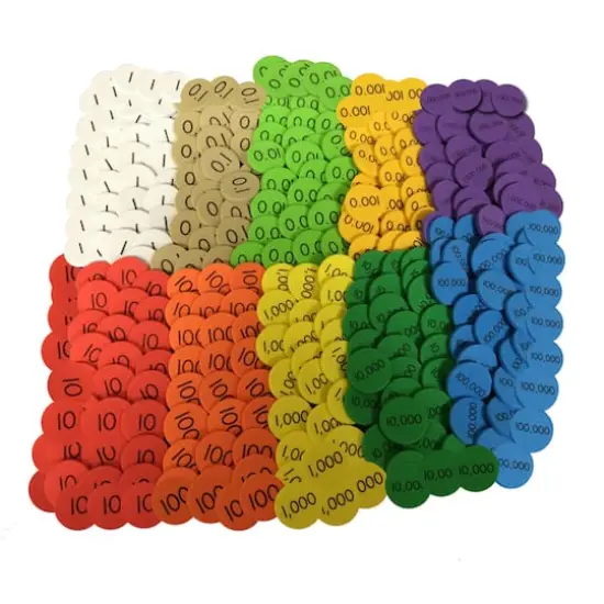 10-Value Decimals to Whole Numbers Place Value Discs Set, Pack of 250 {1}