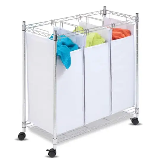 Honey Can Do 31.5" Chrome Rolling Urban Triple Sorter {3}