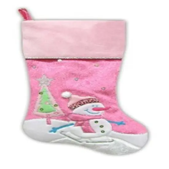 20.5" Embroidered Ice Skating Snowman & Christmas Tree Stocking {1}