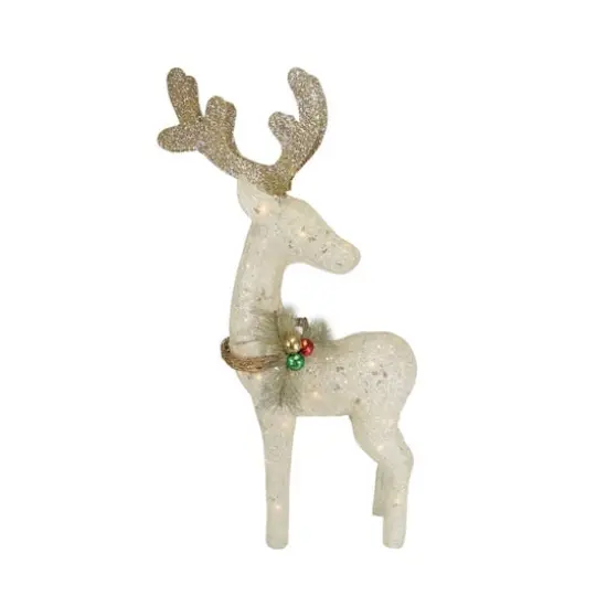 37" Lighted Sisal Standing Reindeer Yard Art Decoration {1}