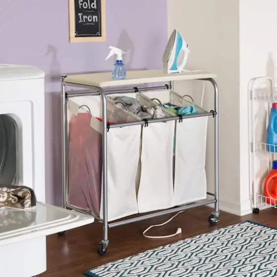 Honey Can Do Rolling Triple Sorter with Ironing Board {4}