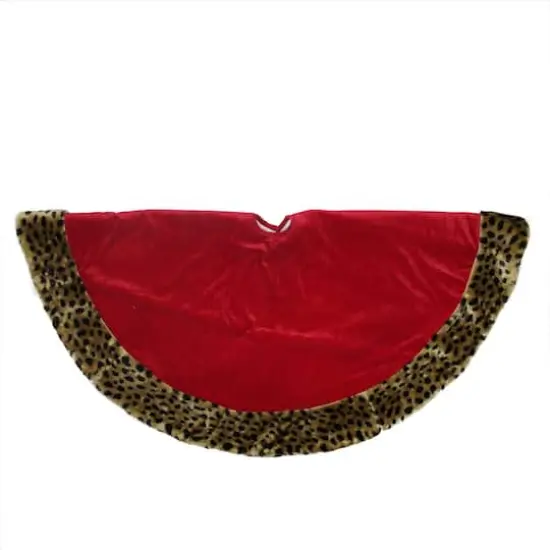 48" Diva Safari Red Velveteen & Cheetah Print Tree Skirt {1}