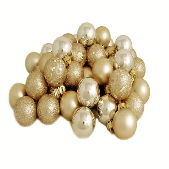 60ct Champagne Gold Shatterproof 4-Finish Ball Ornaments {1}