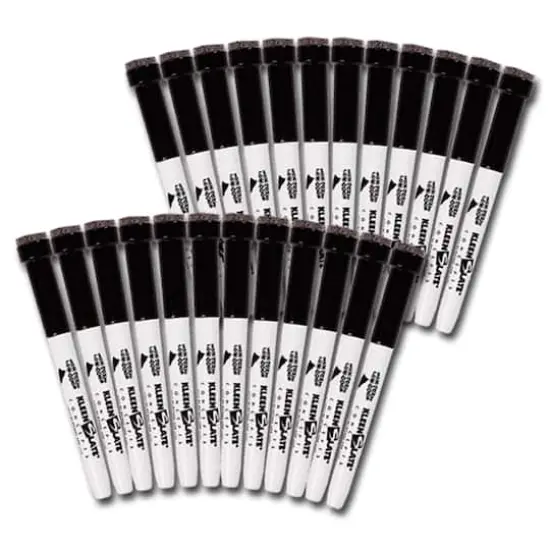 KleenSlate&reg; Black Fine Point Dry Erase Markers with Erasers, Pack of 24 {4}