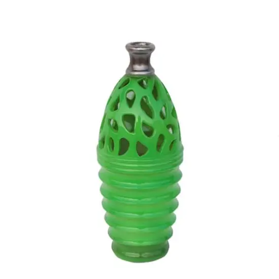 11.25" Outdoor Patio Cutout Vase, Lime Green & Gray {1}