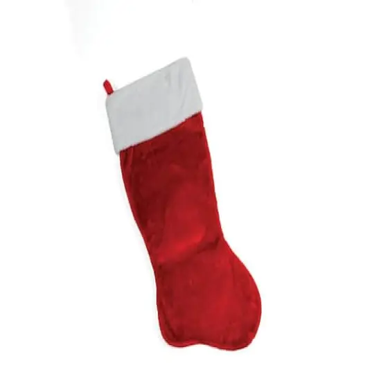 35" Traditional Red with White Cuff Plush Christmas Stocking {1}