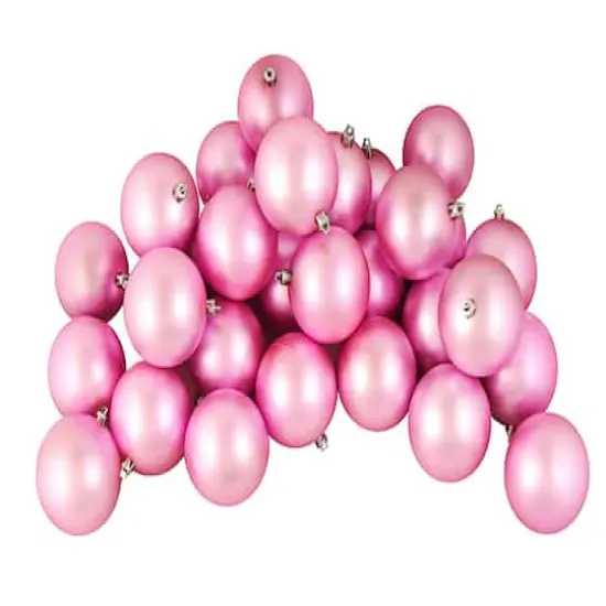 60ct Matte Bubblegum Pink Shatterproof Ball Ornaments {1}
