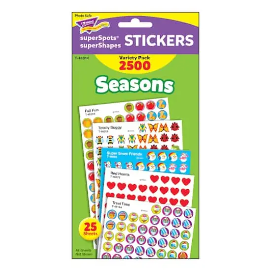 Trend Enterprises&reg; superSpots&reg; superShapes 7/16&rdquo; Seasons Stickers, 3 Pack Bundle {3}