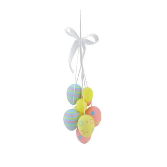 Pastel Pink, Yellow and Blue Easter Egg Cluster Hanging Decoration {1}