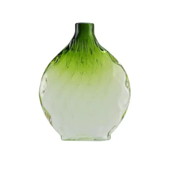 11.5" Disc Glass Vase, Forest Green Ombre {1}