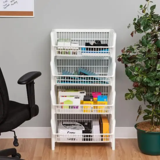 Iris&reg; White Jumbo Stacking Basket, 4 Pack {5}