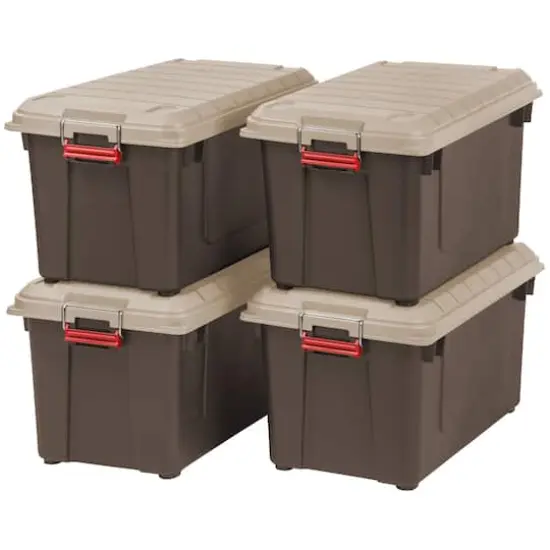 Iris&reg; WeatherPro&trade; Store-It-All 82qt. Tote, 4ct. Brown/Beige/Red {1}