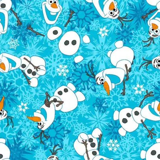 Disney&reg; Olaf Winter Snowflakes Scene Blue Fleece Fabric {1}
