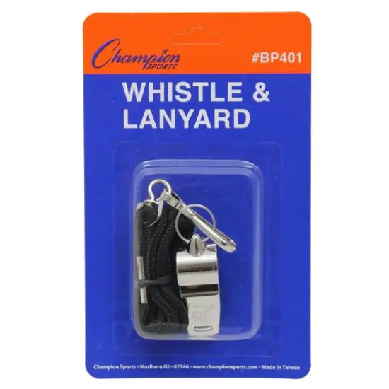 Champion Sports Metal Whistle & Black Lanyard Set, 6 Pack {3}
