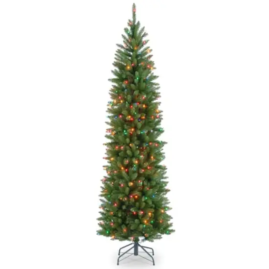 6.5 ft. Pre-lit Kingswood Fir Pencil Artificial Christmas Tree, Multicolor Lights {1}