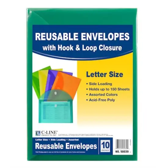 C-Line&reg; Assorted Colors XL Reusable Envelopes, Pack of 10 {3}