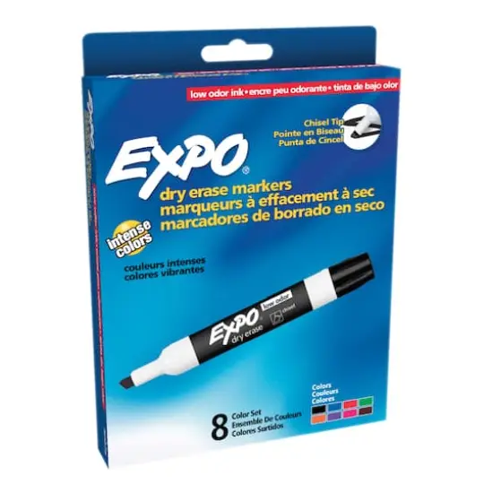 Expo&reg; Low Odor Dry Erase Marker, Chisel Tip, Assorted, 8 Set {1}